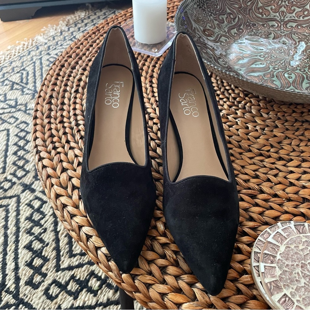 Franco Sarto Black Suede Leather Pump Size 8.5 Heel 2.5"
